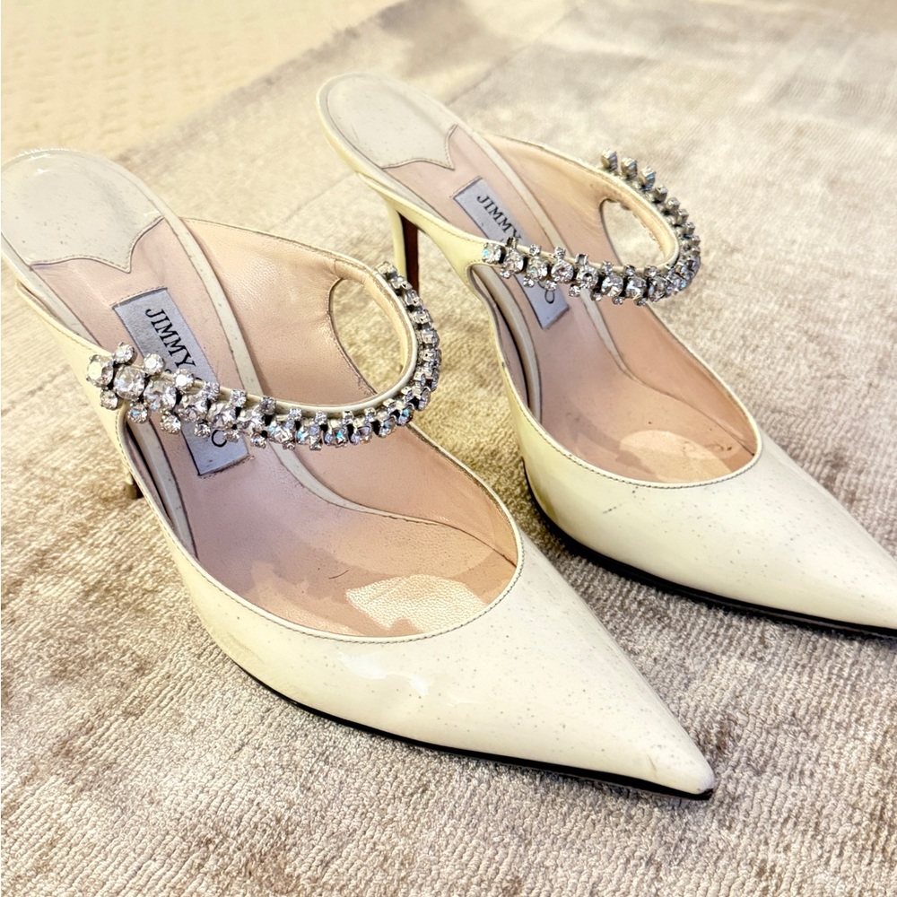 Jimmy Choo Ivory Crystal Strap Heels